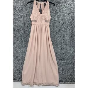 BCBGeneration Maxi Dress Tall 4 Pink Lace Pleated Formal Nude Prom Halter